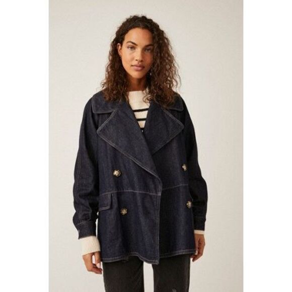 Free People Denim Car Coat Jean Jacket - Picture 3 of 10